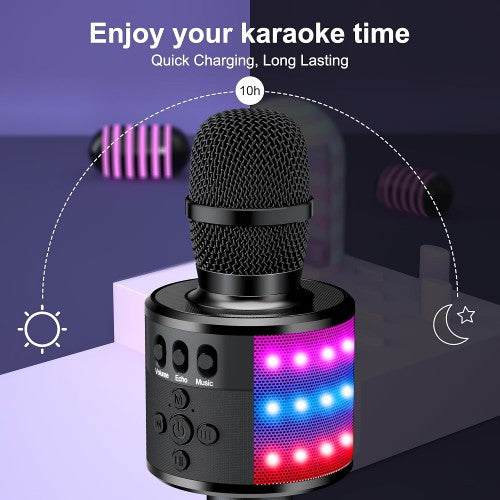 BONAOK Bluetooth Wireless Karaoke Microphone, 4-in1 Portable Handheld Mic with LED Lights, Karaoke Player for Kids, Adults BONAOK Bluetooth Wireless Karaoke Microphone, 4-in1 Portable Handheld Mic with LED Lights, Karaoke Player for Kids, Adults